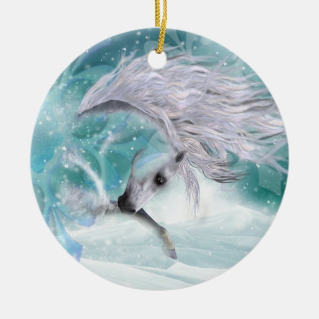 Ornement du Cheval de Neige de Noël (Devant)
