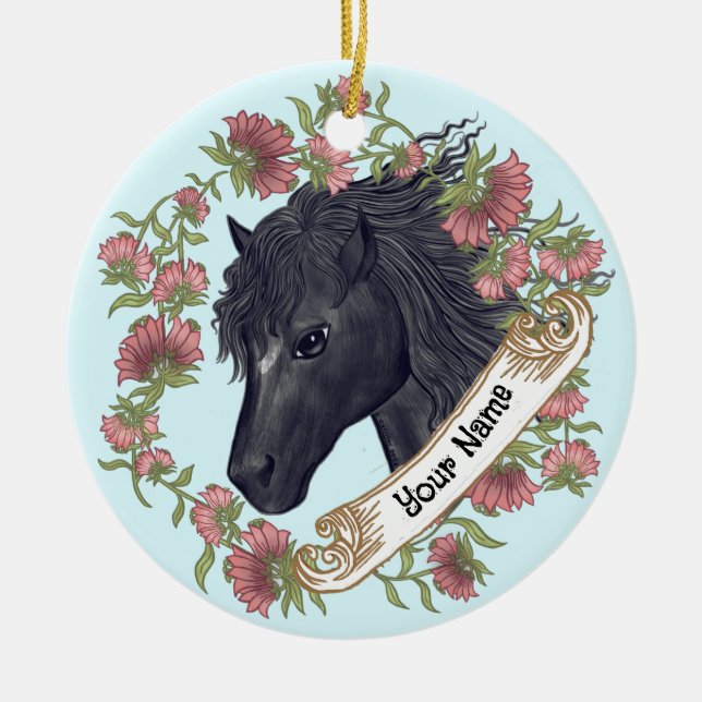 Ornement du Cheval Noir Bellflower (Devant)