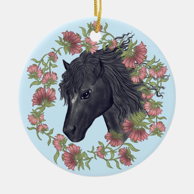 Ornement du Cheval Noir Bellflower (Devant)