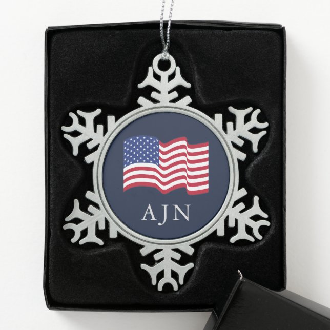 Ornement du drapeau américain monogramme (Boîte)