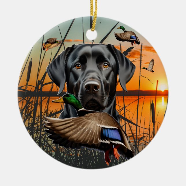 Ornement du Labrador personnalisable, canard volan (Devant)