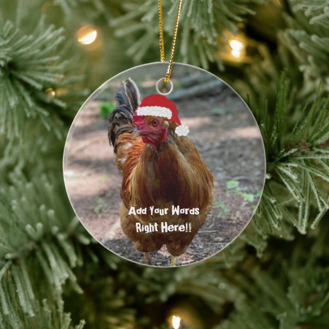 Ornement du message personnalisé du coq de Noël (Arbre)