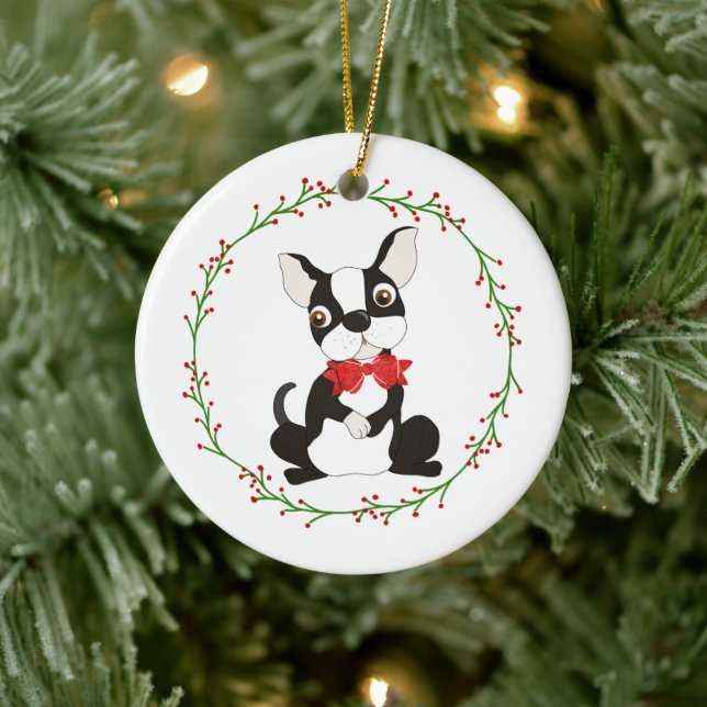 Ornement du Terrier de Boston mignon pour Noël (Arbre)