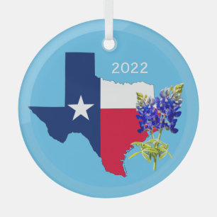 Ornement du Texas State Outline et Bluebonnets