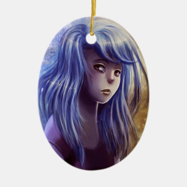 Ornement d'une chevelure bleu de fille (Devant)
