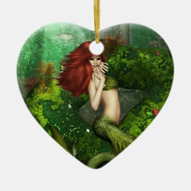 Ornement d'une chevelure rouge de sirène (Devant)