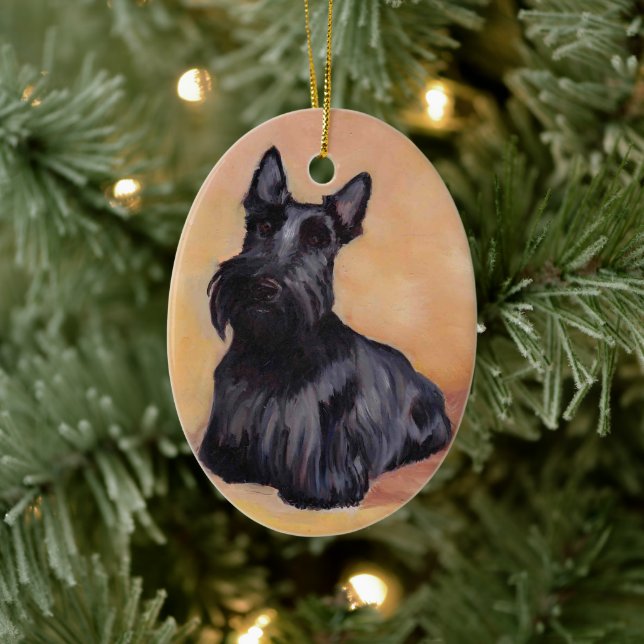 Ornement écossais Terrier Dog Art Ornement Oval (Arbre)