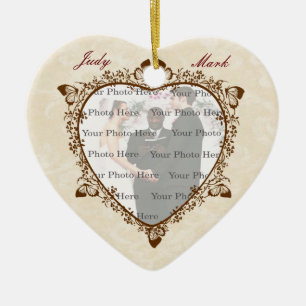 Ornement élégant de coeur de photo de mariage de