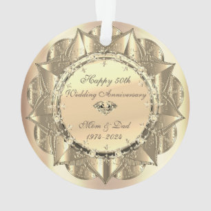 Ornement Elégant Or 50e anniversaire Mariage Orn