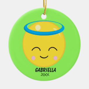 Ornement Emoji d'ange brillant personnalisé