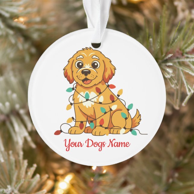Ornement en Acrylique Golden Retriever Personnalis (Arbre)