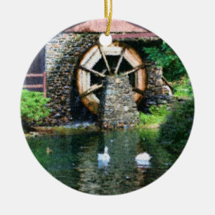 Ornement en bois d'étang de canard de roue d'eau