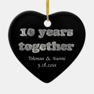 Ornement En Céramique 10ème anniversaire de mariage moderne   10 ans