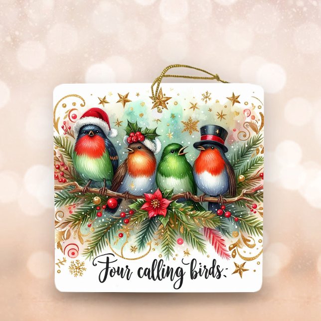 Ornement En Céramique 12 Jours de Noël Quatre appels aux oiseaux (Créateur téléchargé)