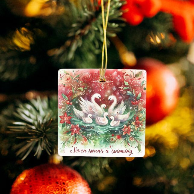 Ornement En Céramique 12 Jours de Noël Sept Cygnes une natation (Créateur téléchargé)