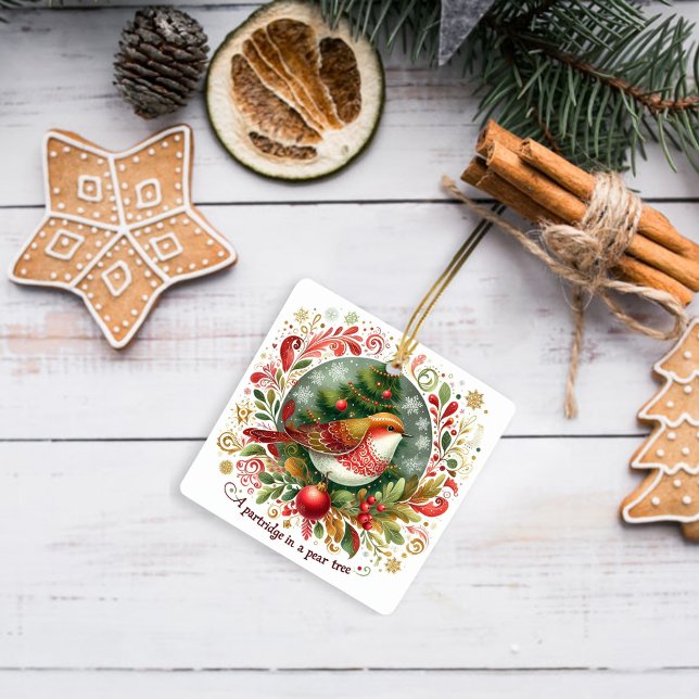 Ornement En Céramique 12 jours de perdrix de Noël dans un arbre à poires (Créateur téléchargé)