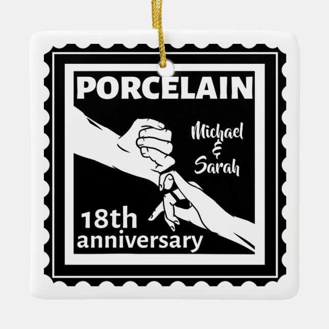 Ornement En Céramique 18e anniversaire mariage porcelaine traditionnelle (Devant)