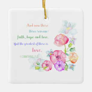 Ornement En Céramique 1 corinthiens 13:13 Love Bible Verse