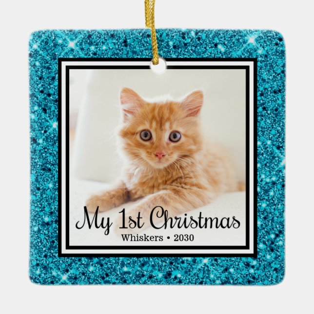 Ornement En Céramique 1er Noël 2 Photo Kitten (Devant)