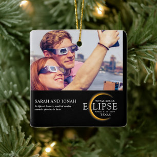 Ornement En Céramique 2024 Total Éclipse solaire photo Couples Cadeaux C