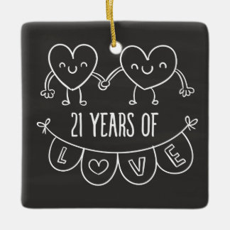 Ornement En Céramique 21e Anniversary Poison Chalk Hearts