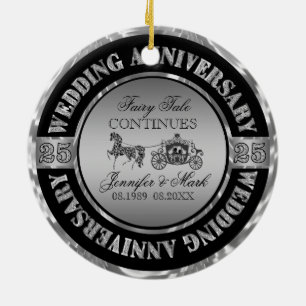 Ornement En Céramique 25e anniversaire-Mariage cheval et transport