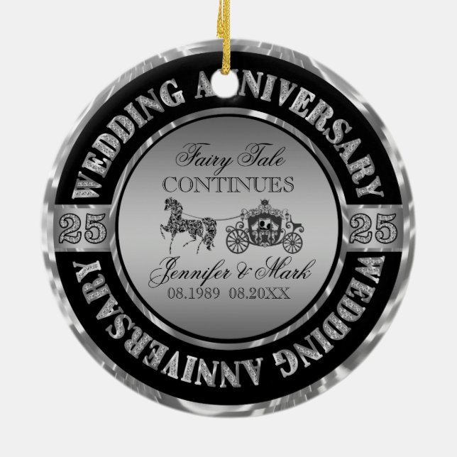 Ornement En Céramique 25e anniversaire-Mariage cheval et transport (Dos)