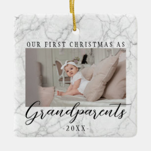 Ornement En Céramique 2 Photo Notre Premier Noël En Grand-Parents Mignon