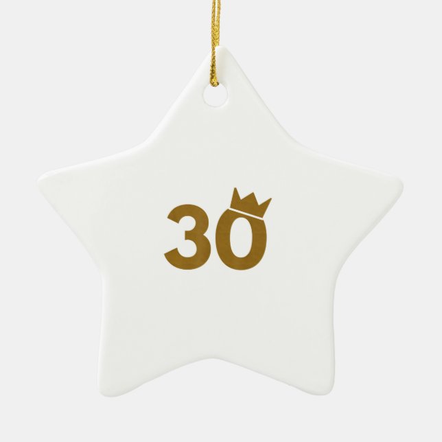 Ornement En Céramique 30 Couronne d'or - 30e cadeau d'anniversaire (Devant)