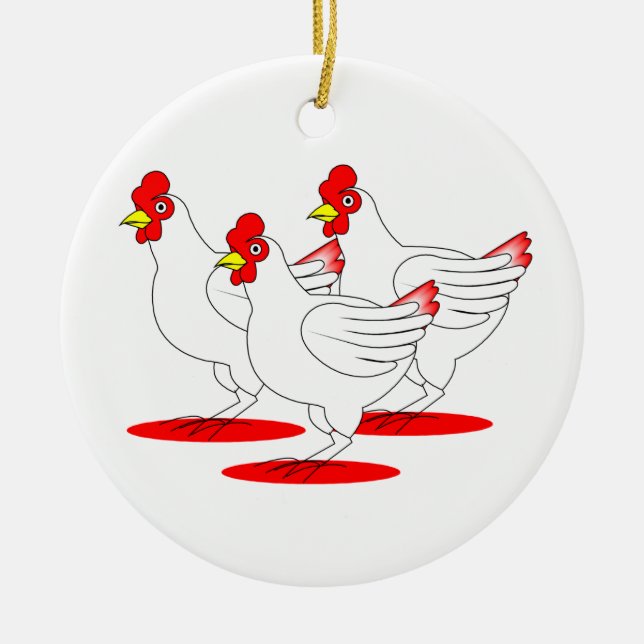 Ornement En Céramique 3 poules françaises (Devant)