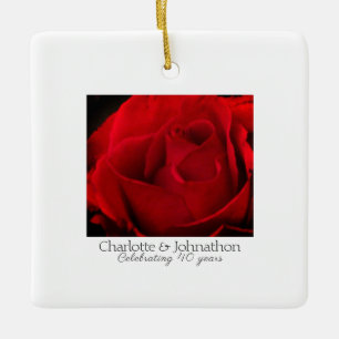Ornement En Céramique 40e anniversaire du Mariage Ruby cadeau Rose rouge