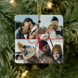 Ornement En Céramique 4 Photo Bow Wrap Noël Nouveaux Mariés Moderne
