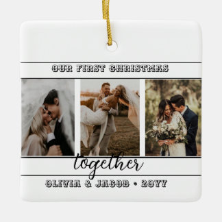 Ornement En Céramique 4 Photo Notre premier Noël Ensemble Faux Marbre C