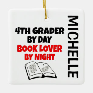 Ornement En Céramique 4th Grader aime Lire PERSONNALISÉ