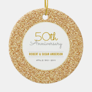 Ornement En Céramique 50e anniversaire Keepsaké Faux Parties scintillant
