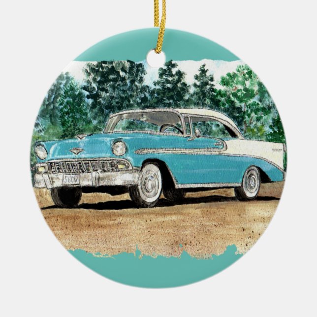 Ornement En Céramique 56 Aquarelle Chevy (Devant)