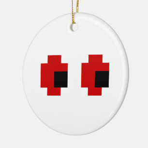 Ornement En Céramique 8 bits Éffrayants yeux rouges