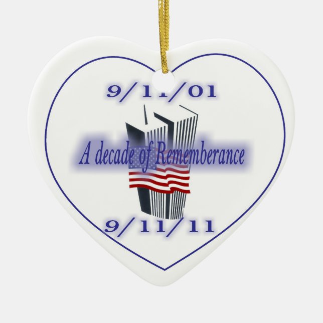 Ornement En Céramique 9-11 10ème souvenir d'anniversaire (Devant)