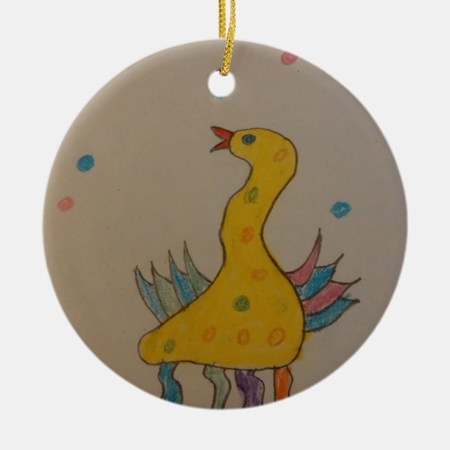 Ornement En Céramique #ABC Art par les enfants, Canard de Pâques (Devant)