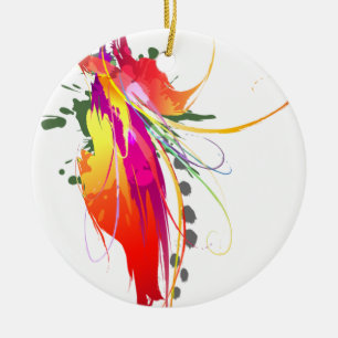 Ornement En Céramique Abstrait Oiseau de Paradise Paint Splatters
