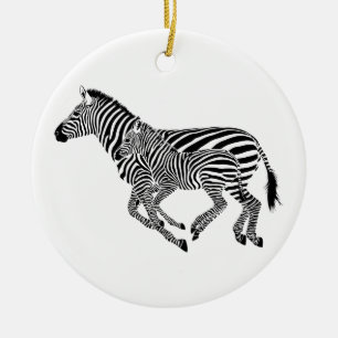 Ornement En Céramique Abstrait Zebras mère et enfant