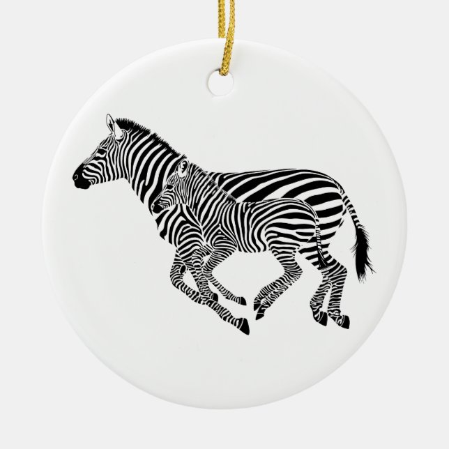 Ornement En Céramique Abstrait Zebras mère et enfant (Devant)