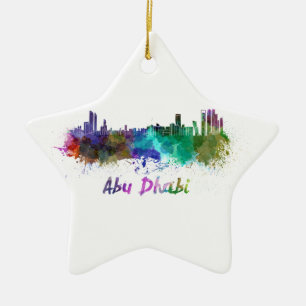 Ornement En Céramique Abu Dhabi skyline in watercolor