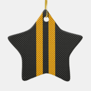 Ornement En Céramique Accent Yellow Racing Stripes Carbon Fiber Style