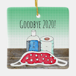 Ornement En Céramique Adieu à 2020 TP, Facemask et Sanitizer