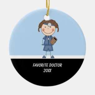 Ornement En Céramique Adorable fille docteur ornament