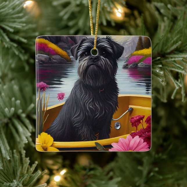Ornement En Céramique Affenpinscher Chien sur une pagaie : une aventure  (Arbre)