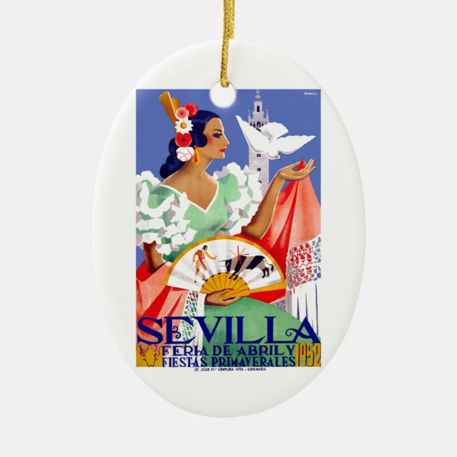 Ornement En Céramique Affiche 1952 juste de Séville Espagne avril (Devant)