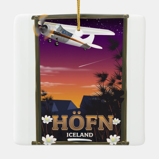 Ornement En Céramique Affiche de vol Höfn Islande (Dos)