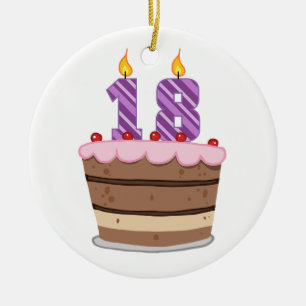 Ornement En Céramique Âge 18 sur le gâteau d'anniversaire